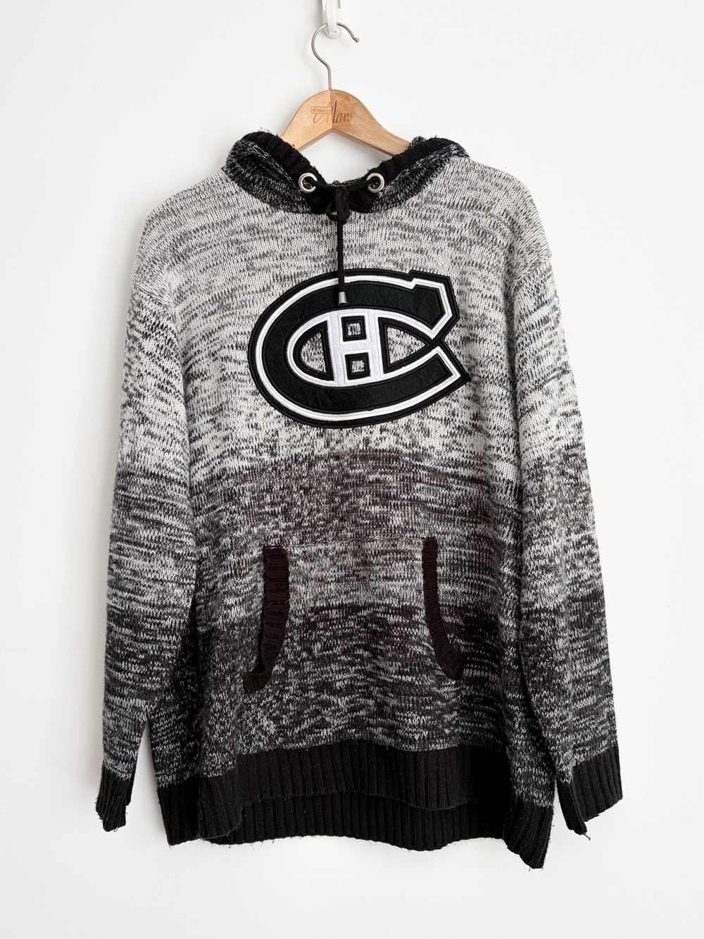 Montreal Canadiens Grey Black Ombre Knit Hoodie Sweater